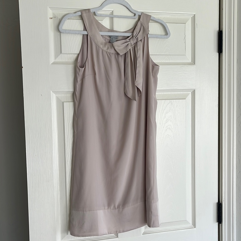 H&M HM Women 4 Pink Satin Shift Dress Sleeveless Bow Lined size 4